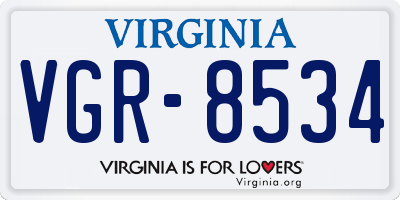 VA license plate VGR8534