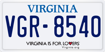 VA license plate VGR8540