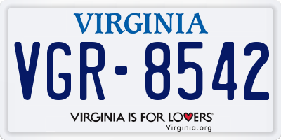VA license plate VGR8542