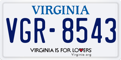 VA license plate VGR8543