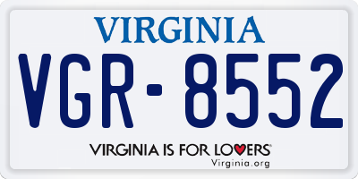 VA license plate VGR8552