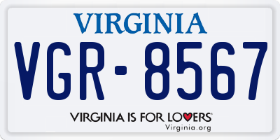 VA license plate VGR8567