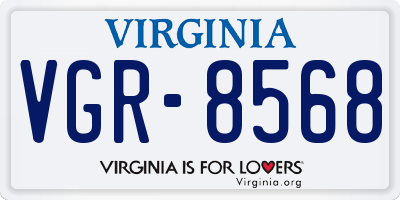 VA license plate VGR8568