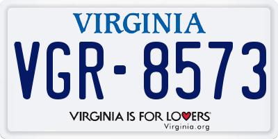 VA license plate VGR8573