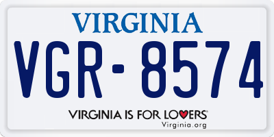 VA license plate VGR8574