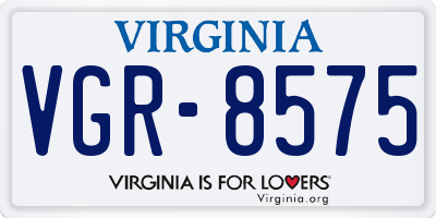 VA license plate VGR8575