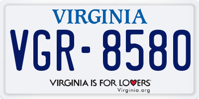 VA license plate VGR8580