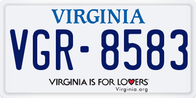 VA license plate VGR8583