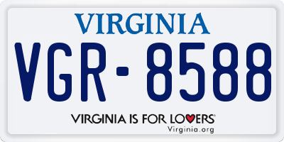 VA license plate VGR8588