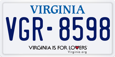 VA license plate VGR8598