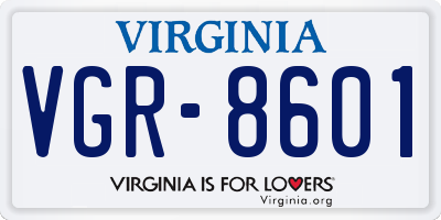 VA license plate VGR8601