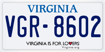 VA license plate VGR8602