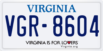 VA license plate VGR8604