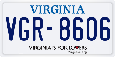 VA license plate VGR8606