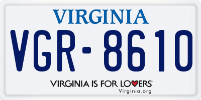 VA license plate VGR8610