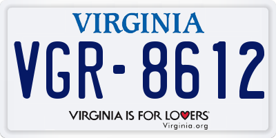 VA license plate VGR8612