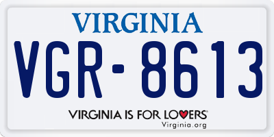 VA license plate VGR8613