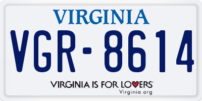 VA license plate VGR8614