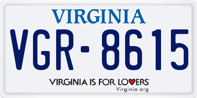VA license plate VGR8615