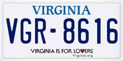 VA license plate VGR8616
