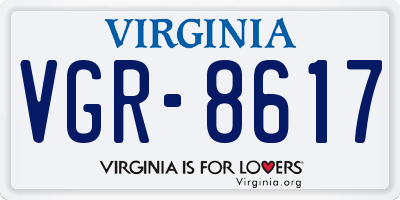 VA license plate VGR8617