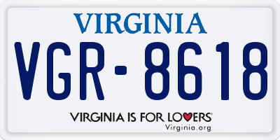 VA license plate VGR8618