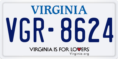 VA license plate VGR8624