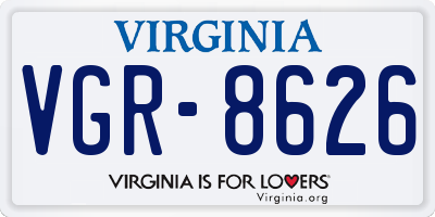 VA license plate VGR8626