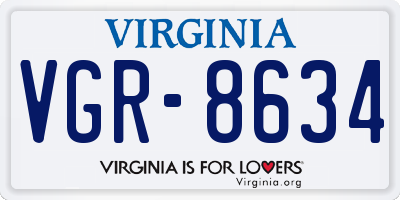 VA license plate VGR8634