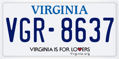 VA license plate VGR8637