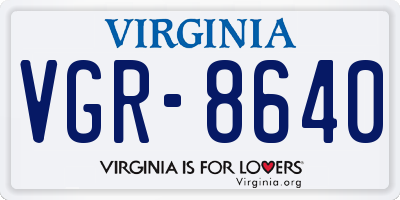 VA license plate VGR8640
