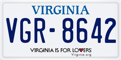 VA license plate VGR8642