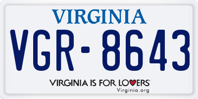 VA license plate VGR8643