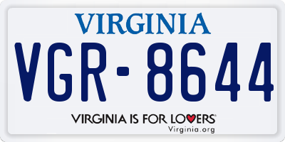 VA license plate VGR8644