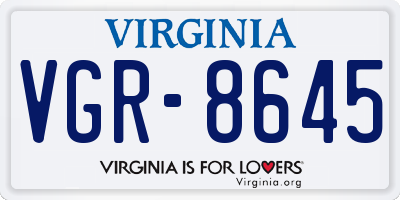 VA license plate VGR8645
