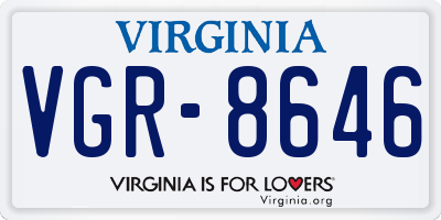 VA license plate VGR8646