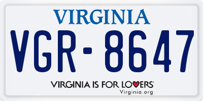 VA license plate VGR8647