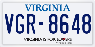 VA license plate VGR8648