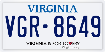 VA license plate VGR8649