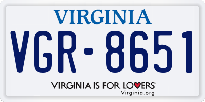 VA license plate VGR8651