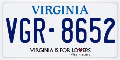 VA license plate VGR8652