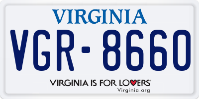 VA license plate VGR8660