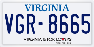 VA license plate VGR8665