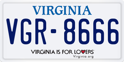 VA license plate VGR8666