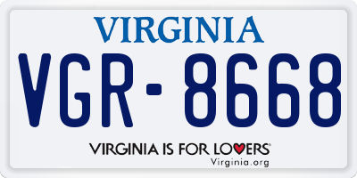VA license plate VGR8668