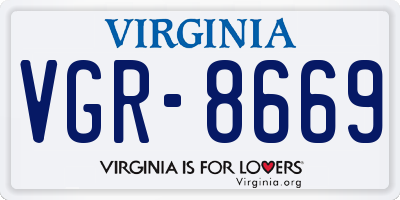 VA license plate VGR8669