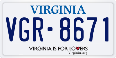 VA license plate VGR8671