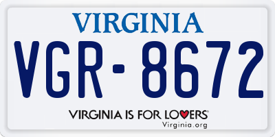 VA license plate VGR8672