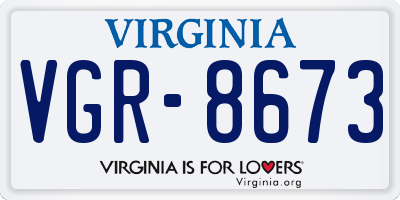 VA license plate VGR8673