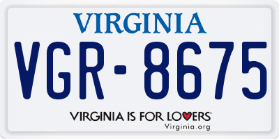 VA license plate VGR8675